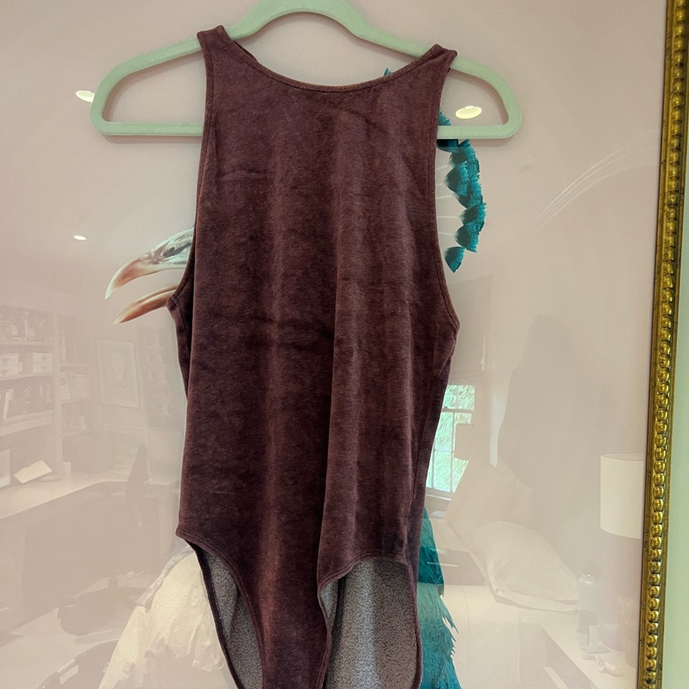 Mauve Crushed Velvet FP high neck Bodysuit, Size M